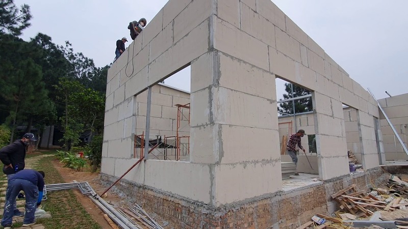 xây nhà lắp ghép bằng bê tông nhẹ